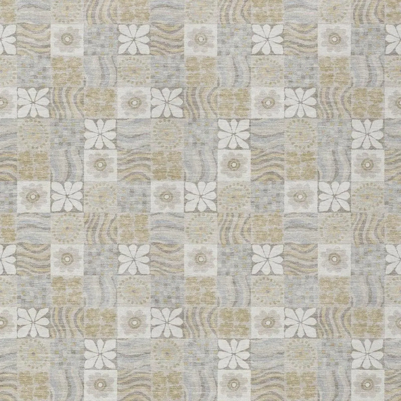 10' X 14' Ivory And Silver Floral Washable Indoor Outdoor Area Rug Homeroots Outdoor