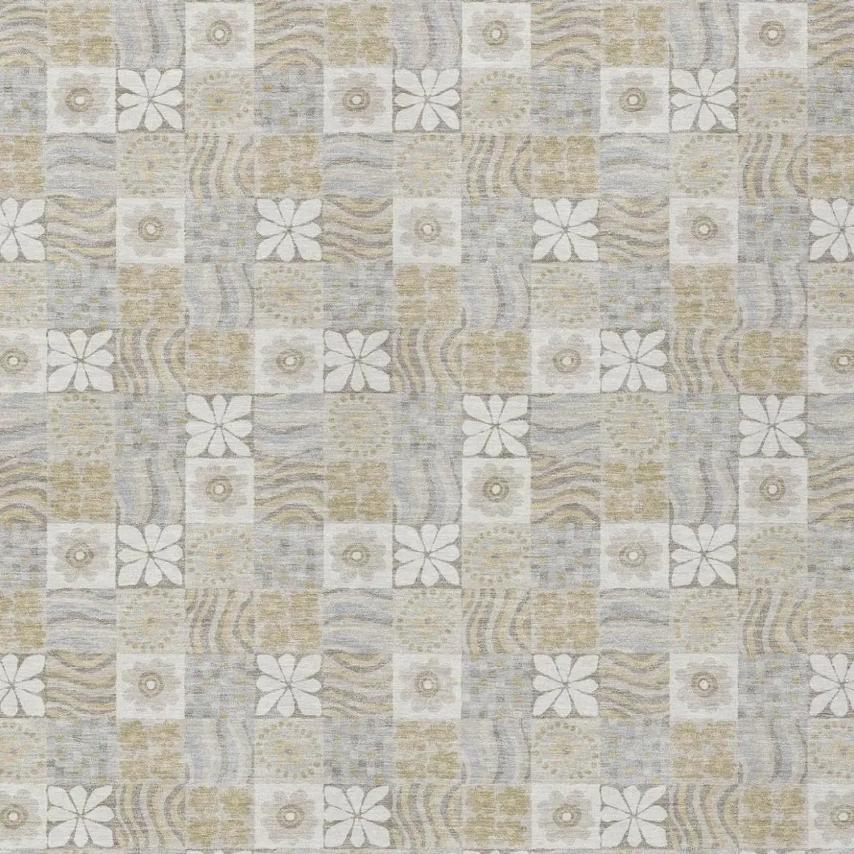 10' X 14' Ivory And Silver Floral Washable Indoor Outdoor Area Rug Homeroots Outdoor