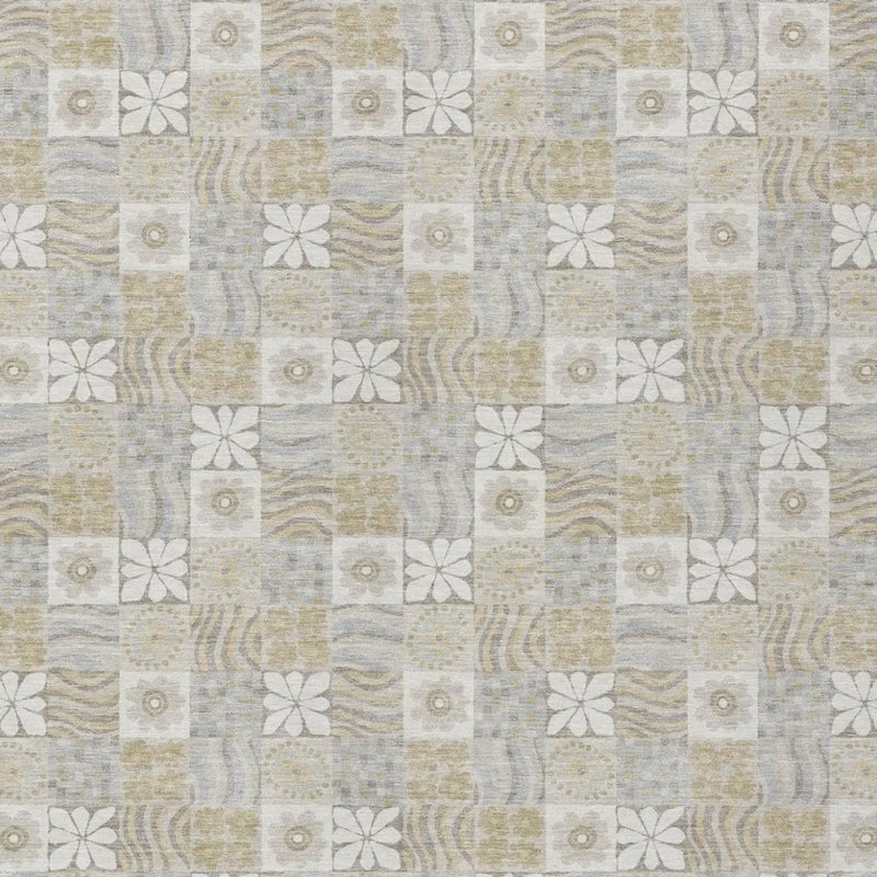 10' X 14' Ivory And Silver Floral Washable Indoor Outdoor Area Rug Homeroots Outdoor