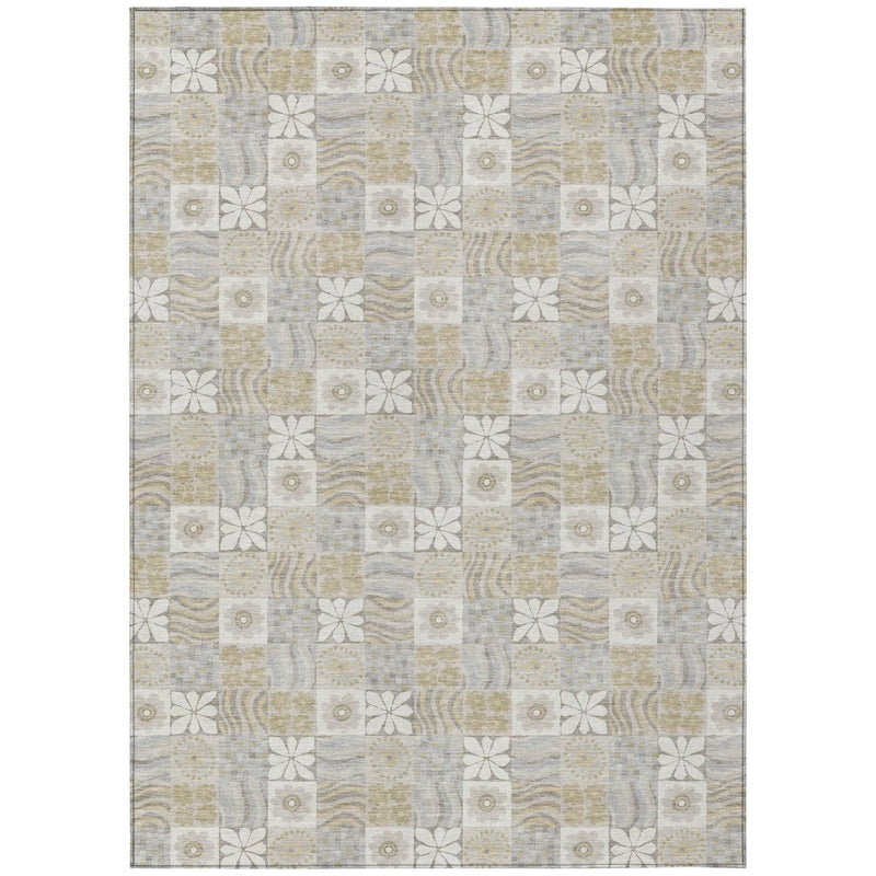 10' X 14' Ivory And Silver Floral Washable Indoor Outdoor Area Rug Homeroots Outdoor