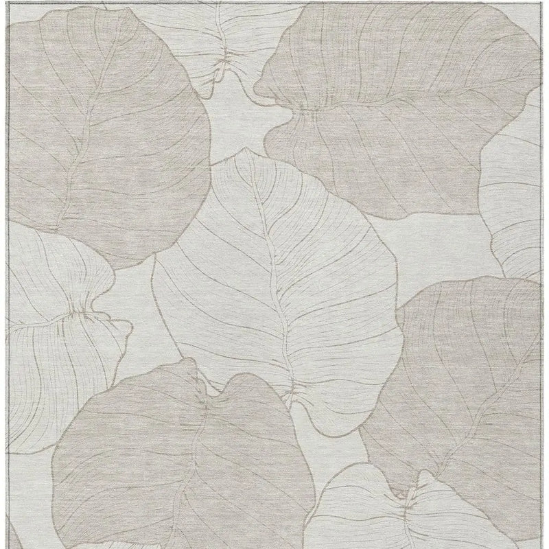 10' X 14' Ivory And Silver Floral Washable Indoor Outdoor Area Rug Homeroots Outdoor