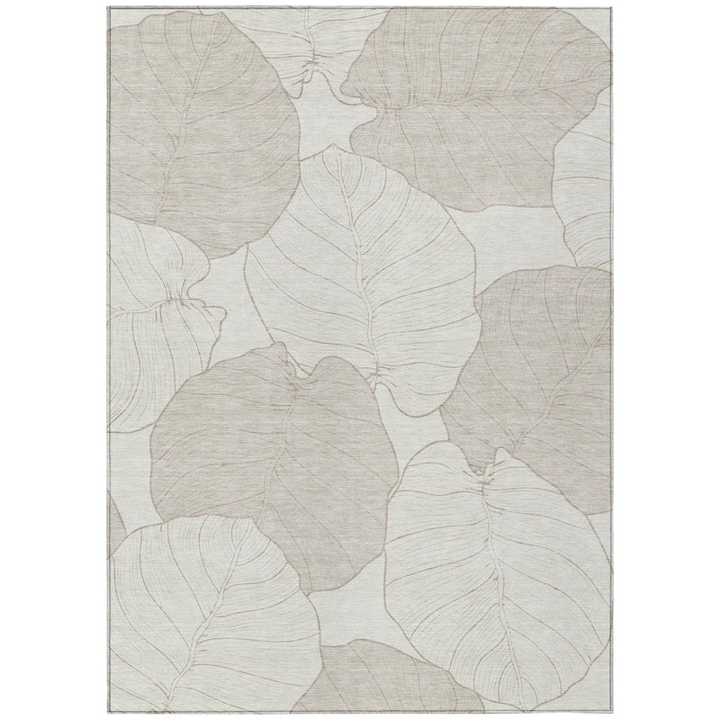 10' X 14' Ivory And Silver Floral Washable Indoor Outdoor Area Rug Homeroots Outdoor