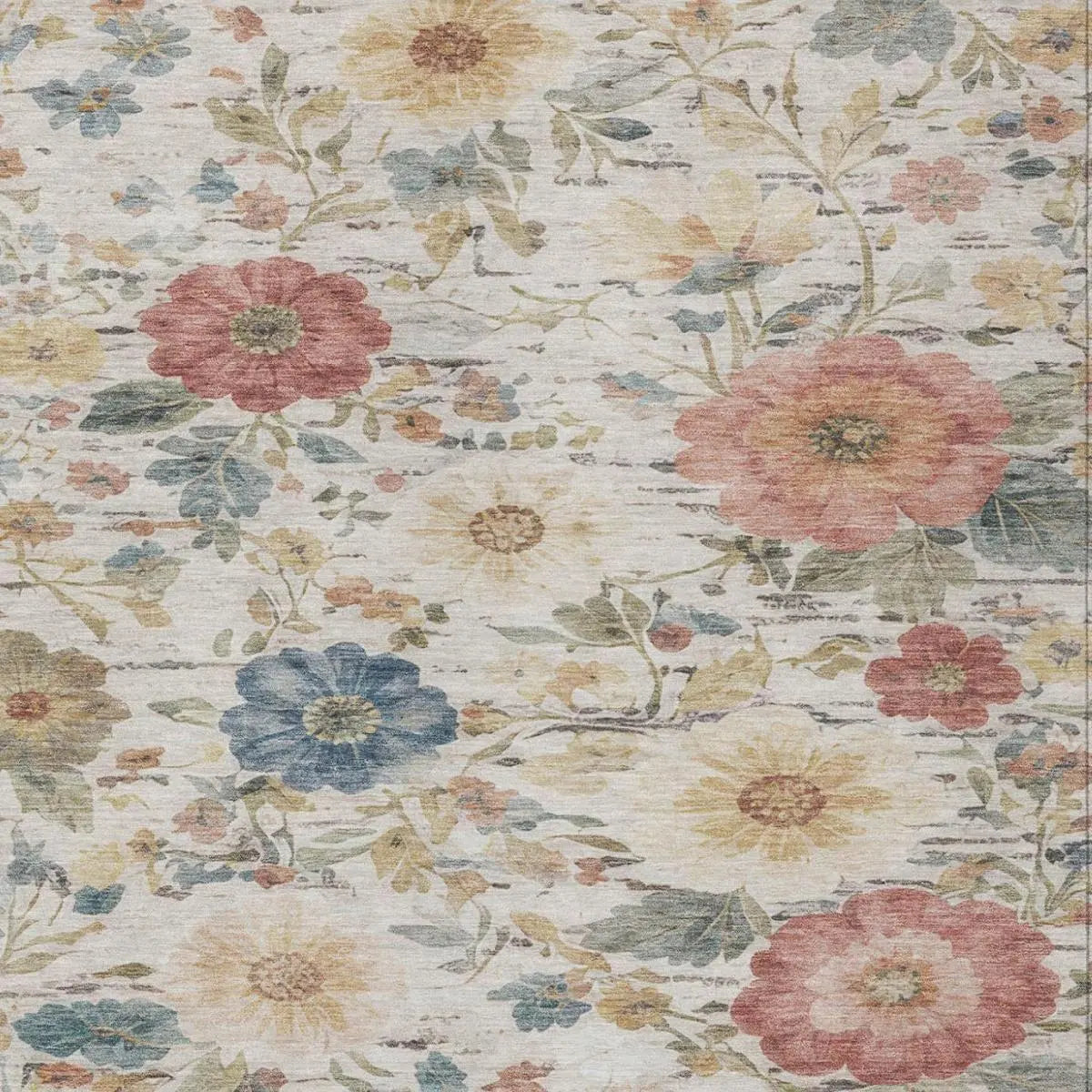 10' X 14' Ivory And Silver Floral Washable Indoor Outdoor Area Rug Homeroots Outdoor