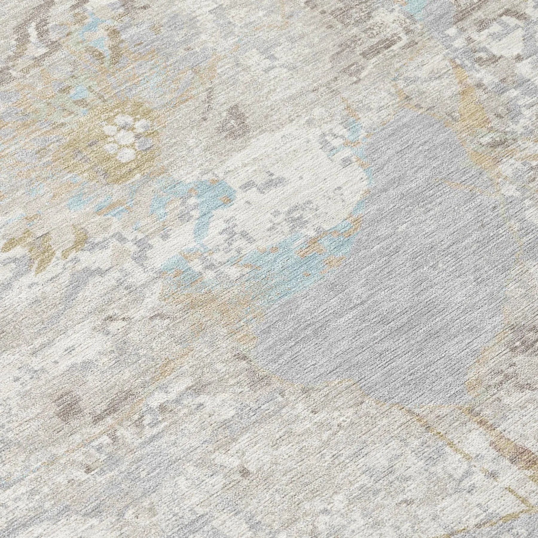 10' X 14' Ivory And Silver Floral Washable Indoor Outdoor Area Rug Homeroots Outdoor