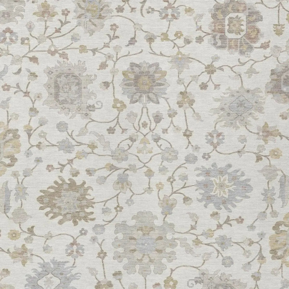 10' X 14' Ivory And Silver Floral Washable Indoor Outdoor Area Rug Homeroots Outdoor