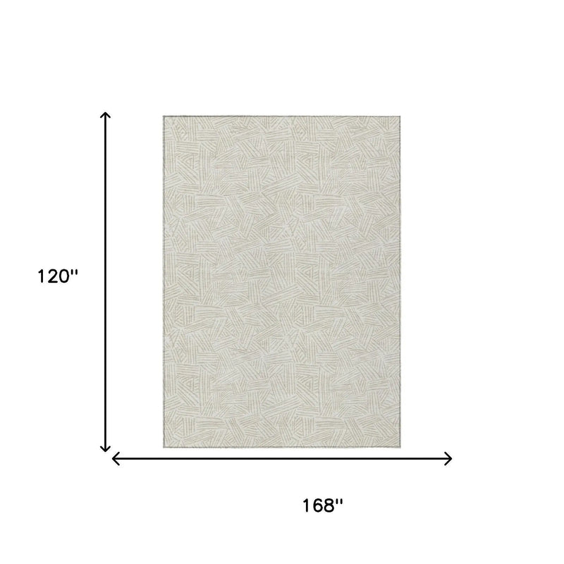 10' X 14' Ivory And Silver Geometric Washable Indoor Outdoor Area Rug Homeroots Outdoor