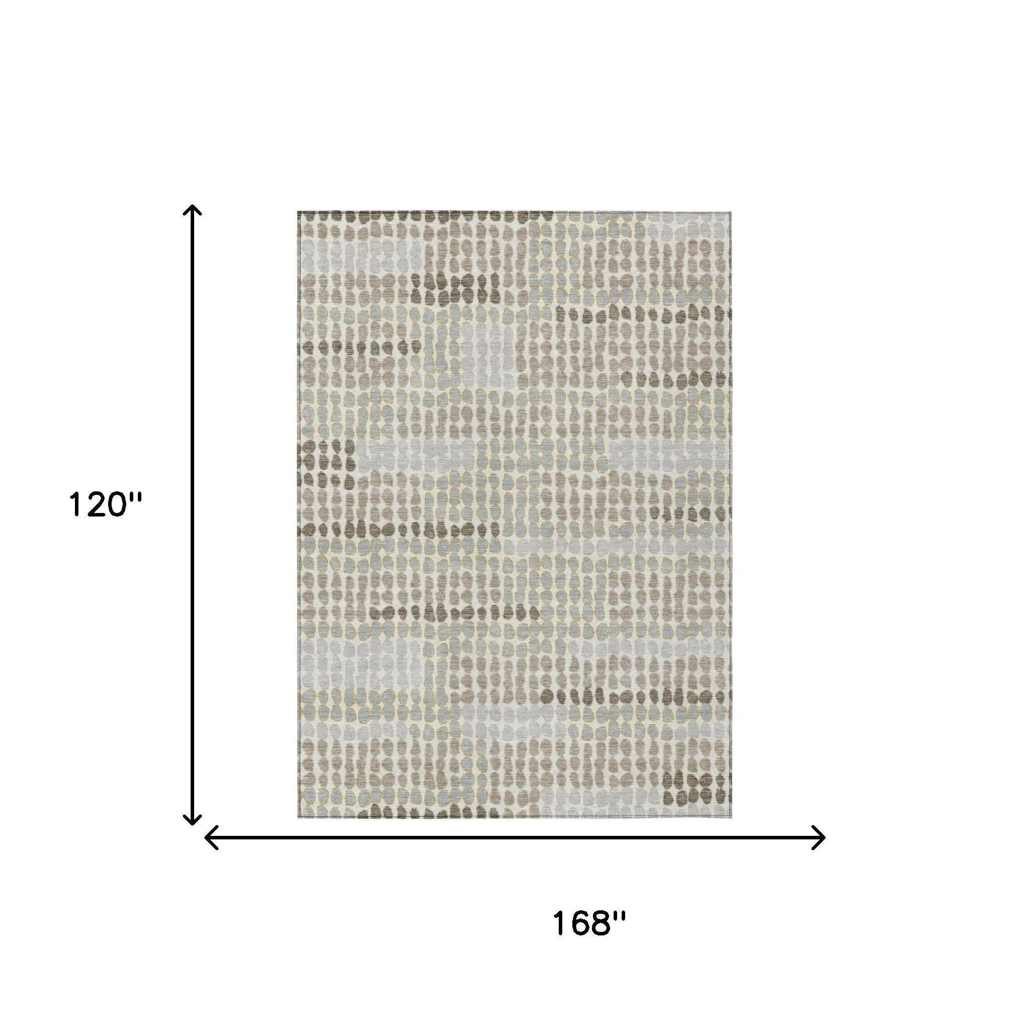 10' X 14' Ivory And Silver Geometric Washable Indoor Outdoor Area Rug Homeroots Outdoor