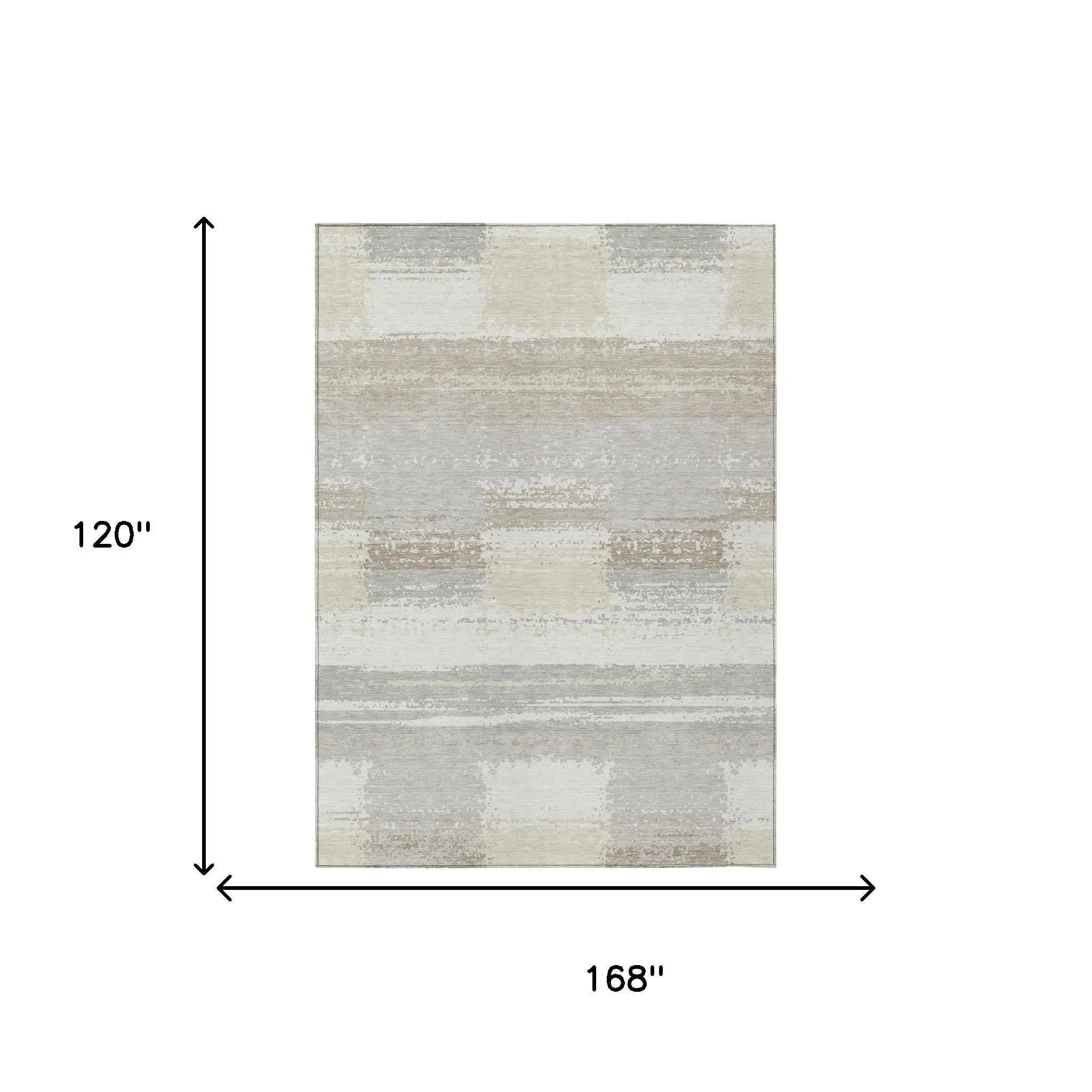 10' X 14' Ivory And Silver Geometric Washable Indoor Outdoor Area Rug Homeroots Outdoor