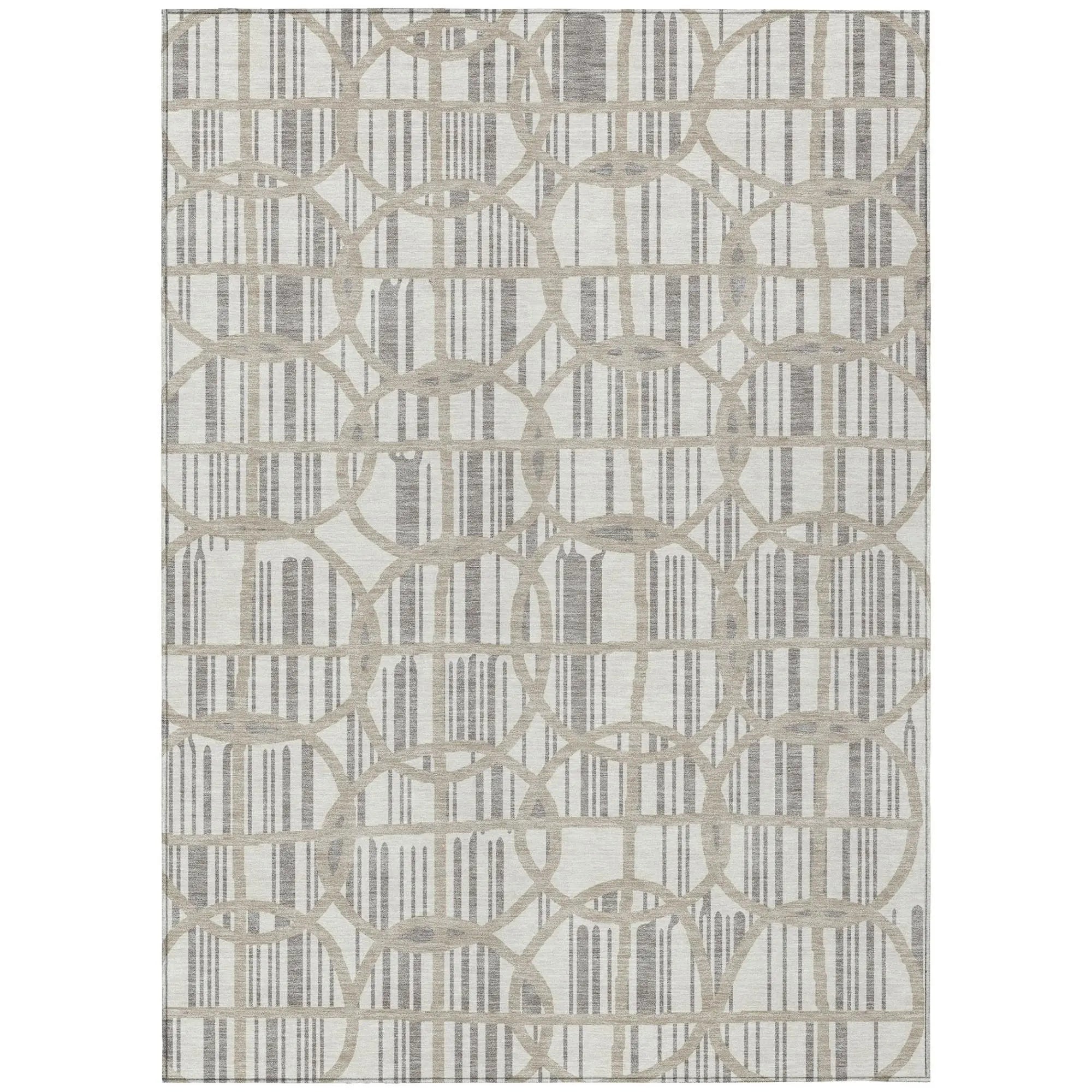 10' X 14' Ivory And Silver Geometric Washable Indoor Outdoor Area Rug Homeroots Outdoor