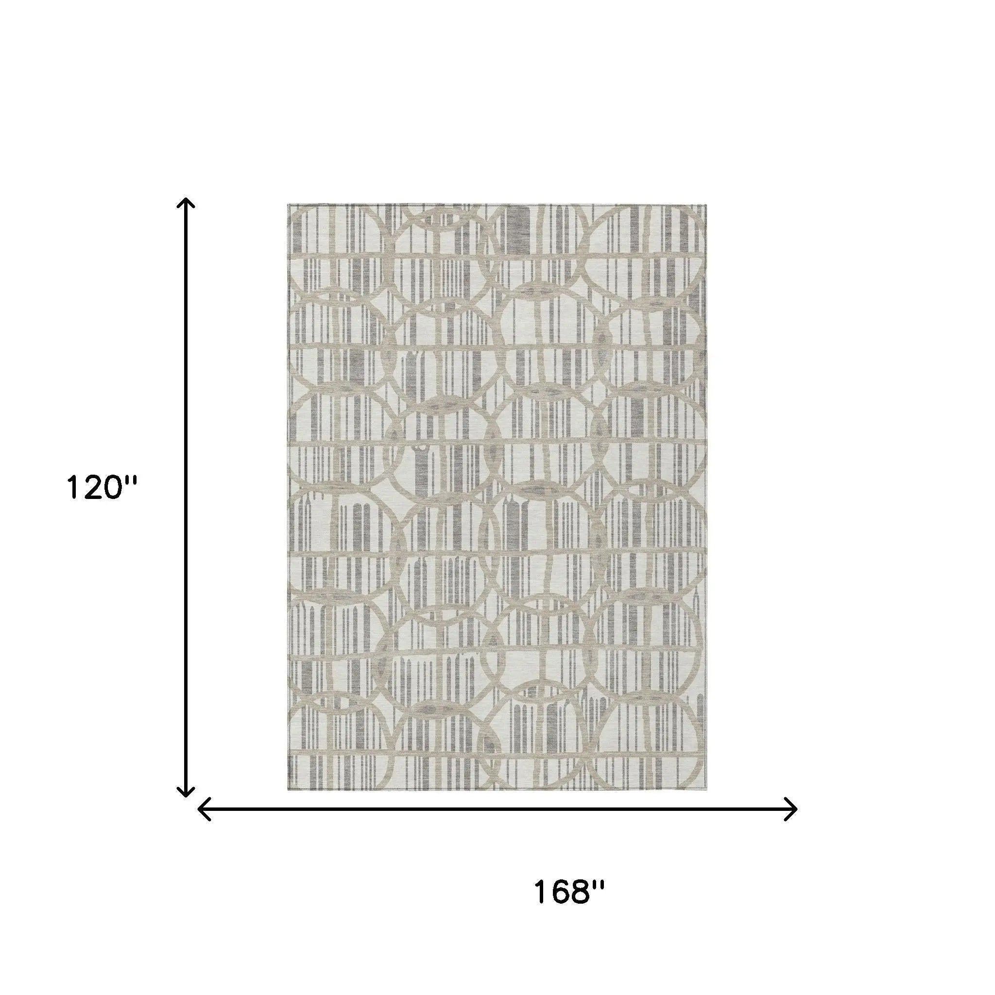 10' X 14' Ivory And Silver Geometric Washable Indoor Outdoor Area Rug Homeroots Outdoor