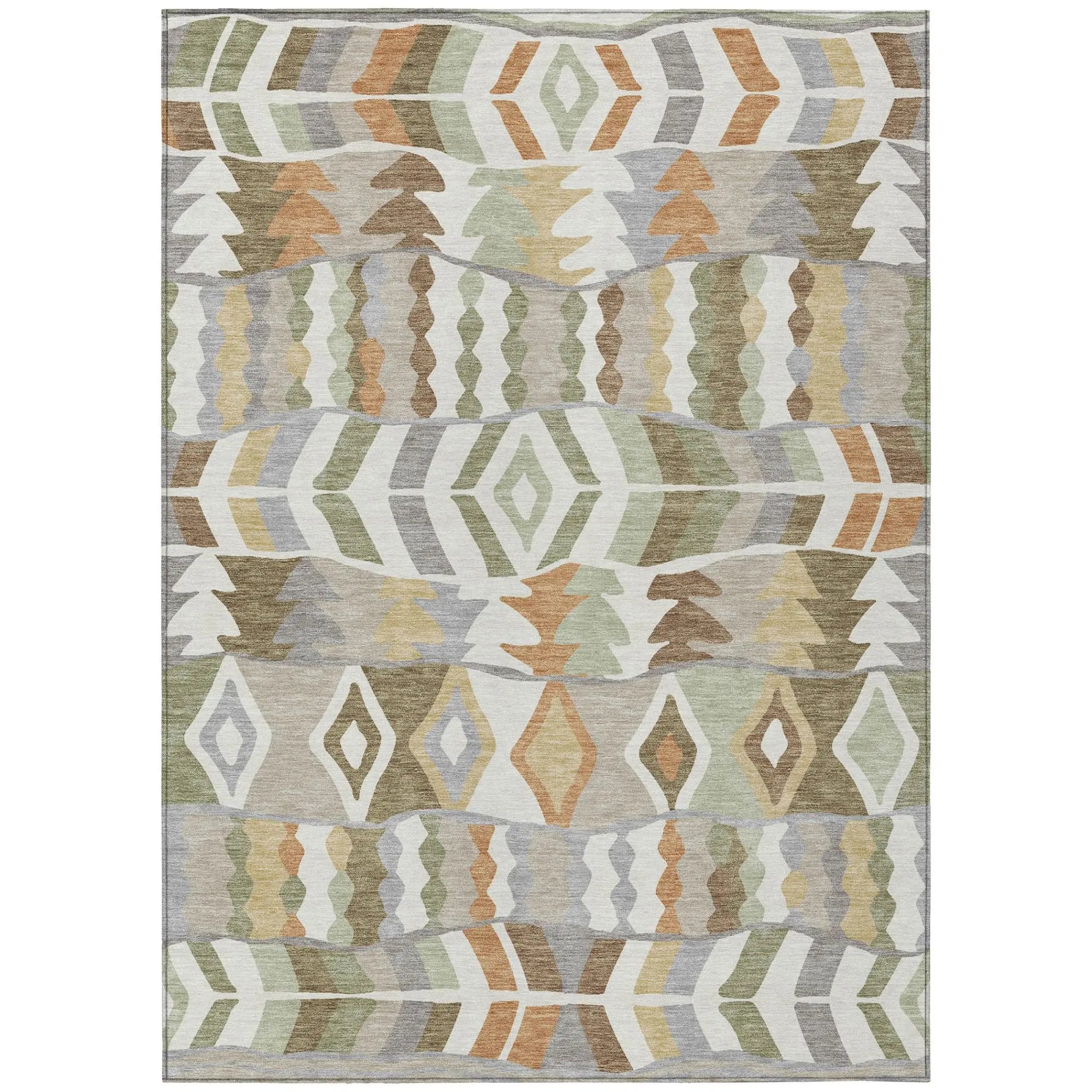 10' X 14' Ivory And Silver Geometric Washable Indoor Outdoor Area Rug Homeroots Outdoor