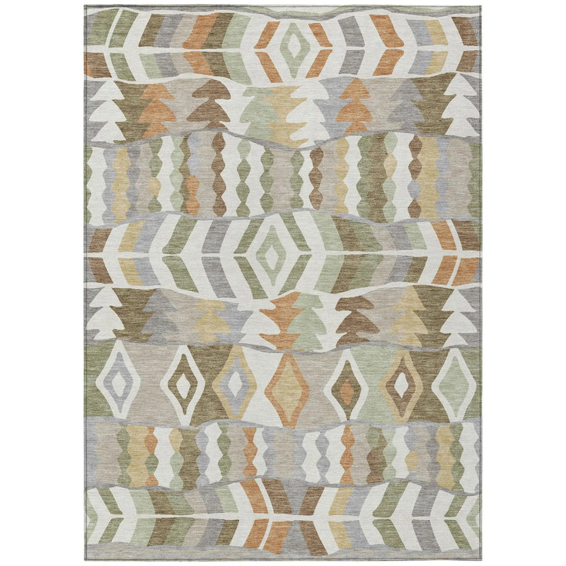 10' X 14' Ivory And Silver Geometric Washable Indoor Outdoor Area Rug Homeroots Outdoor
