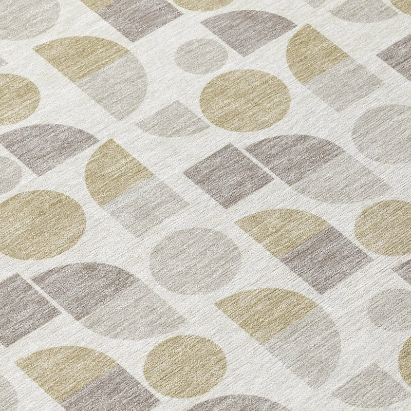 10' X 14' Ivory And Silver Geometric Washable Indoor Outdoor Area Rug Homeroots Outdoor