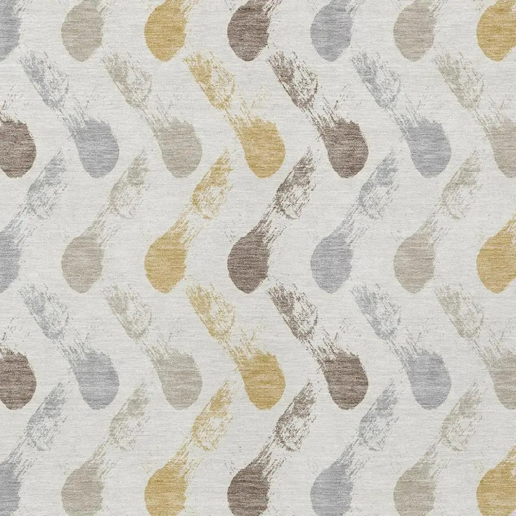 10' X 14' Ivory And Silver Geometric Washable Indoor Outdoor Area Rug Homeroots Outdoor