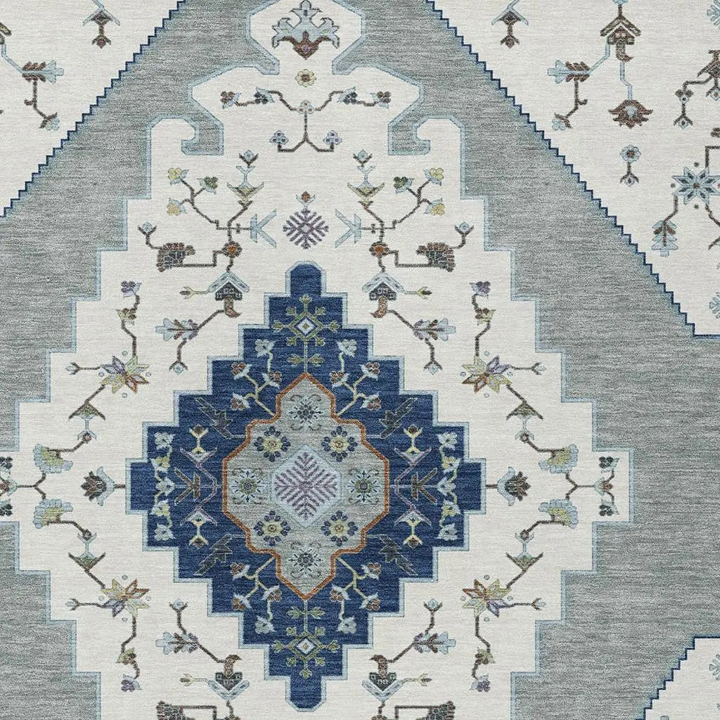 10' X 14' Ivory And Silver Geometric Washable Indoor Outdoor Area Rug Homeroots Outdoor