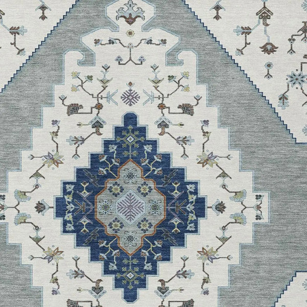 10' X 14' Ivory And Silver Geometric Washable Indoor Outdoor Area Rug Homeroots Outdoor