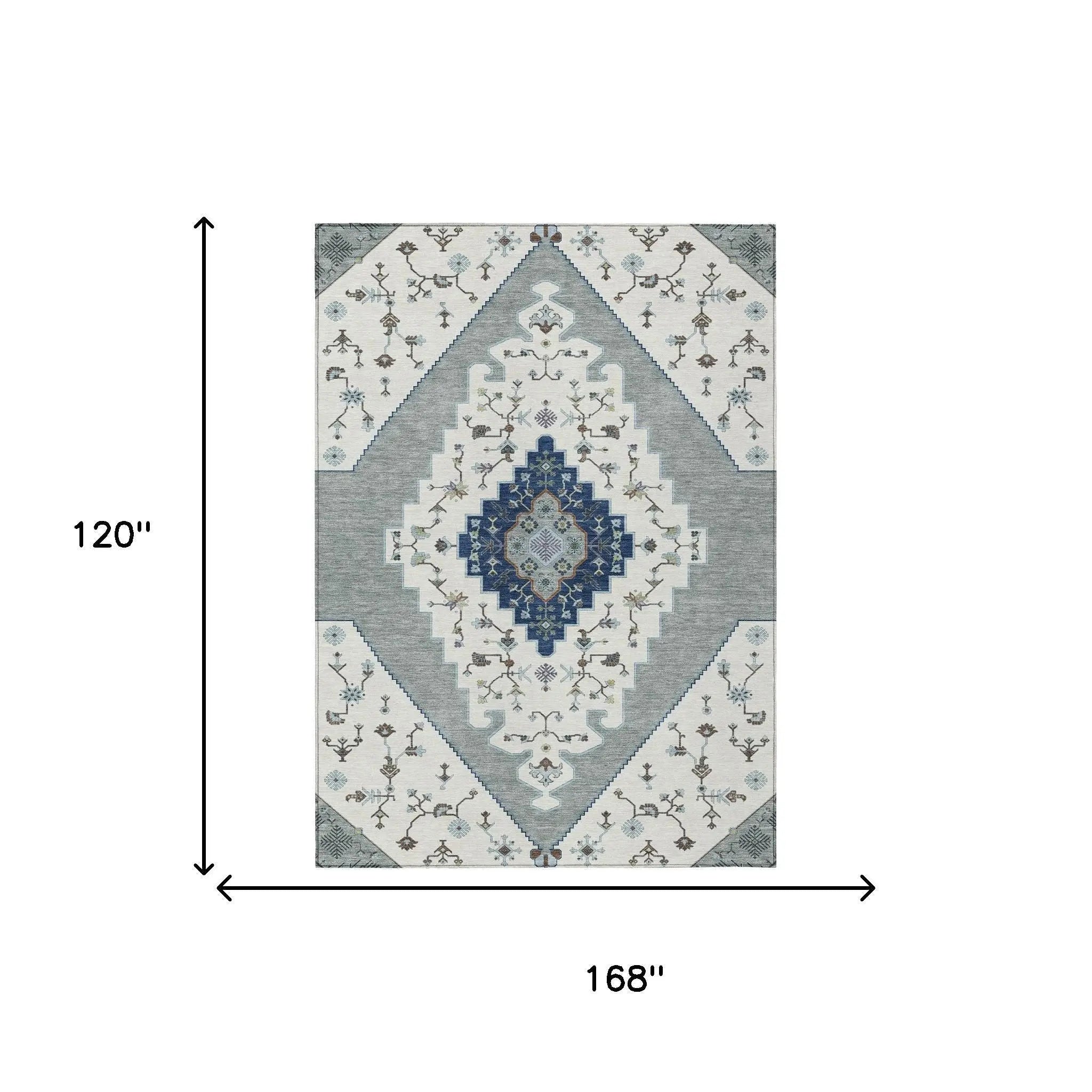 10' X 14' Ivory And Silver Geometric Washable Indoor Outdoor Area Rug Homeroots Outdoor