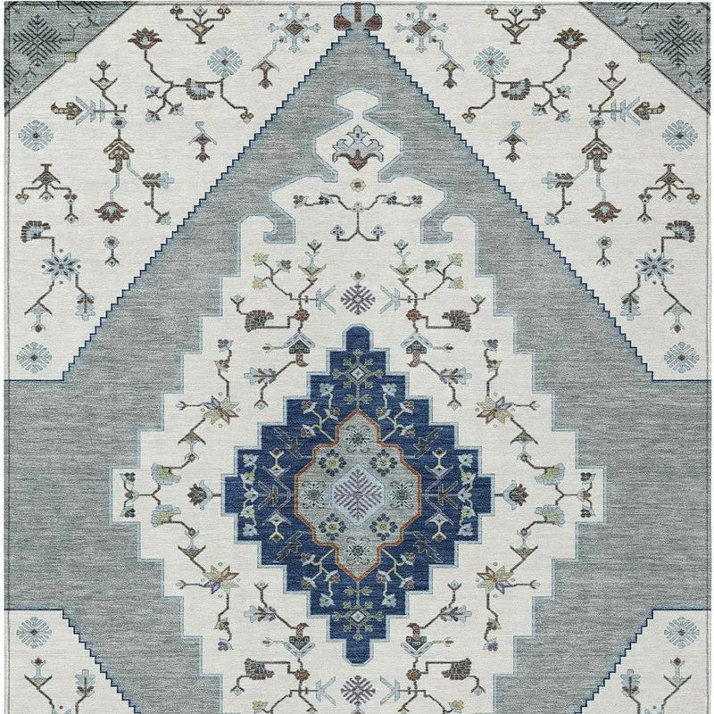 10' X 14' Ivory And Silver Geometric Washable Indoor Outdoor Area Rug Homeroots Outdoor
