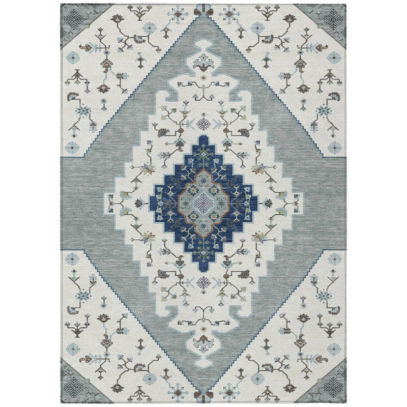 10' X 14' Ivory And Silver Geometric Washable Indoor Outdoor Area Rug Homeroots Outdoor