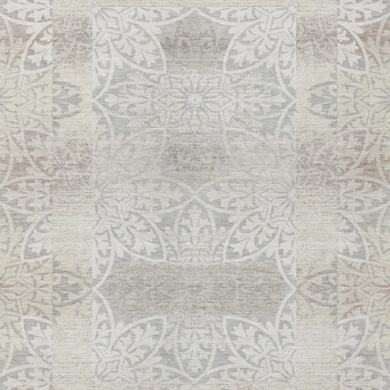 10' X 14' Ivory And Silver Oriental Washable Indoor Outdoor Area Rug Homeroots Outdoor