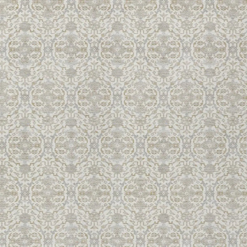 10' X 14' Ivory And Silver Oriental Washable Indoor Outdoor Area Rug Homeroots Outdoor