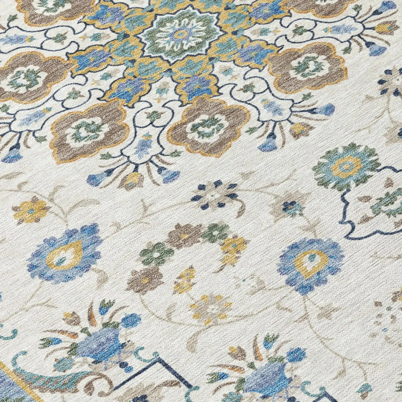 10' X 14' Ivory And Silver Oriental Washable Indoor Outdoor Area Rug Homeroots Outdoor