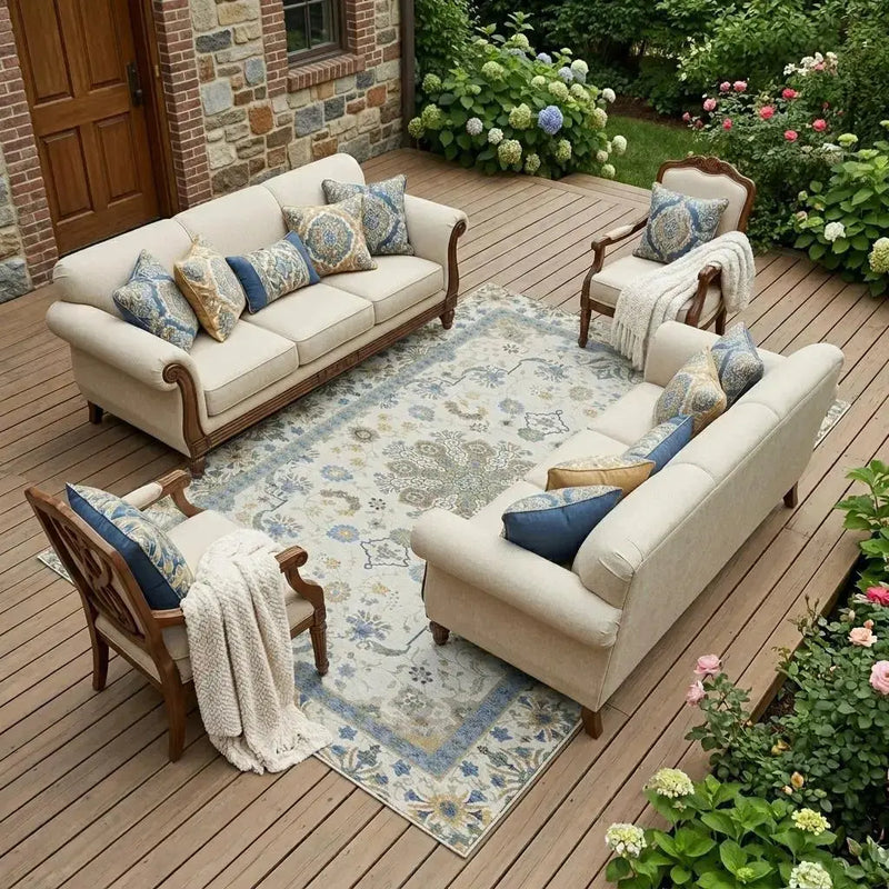 10' X 14' Ivory And Silver Oriental Washable Indoor Outdoor Area Rug Homeroots Outdoor