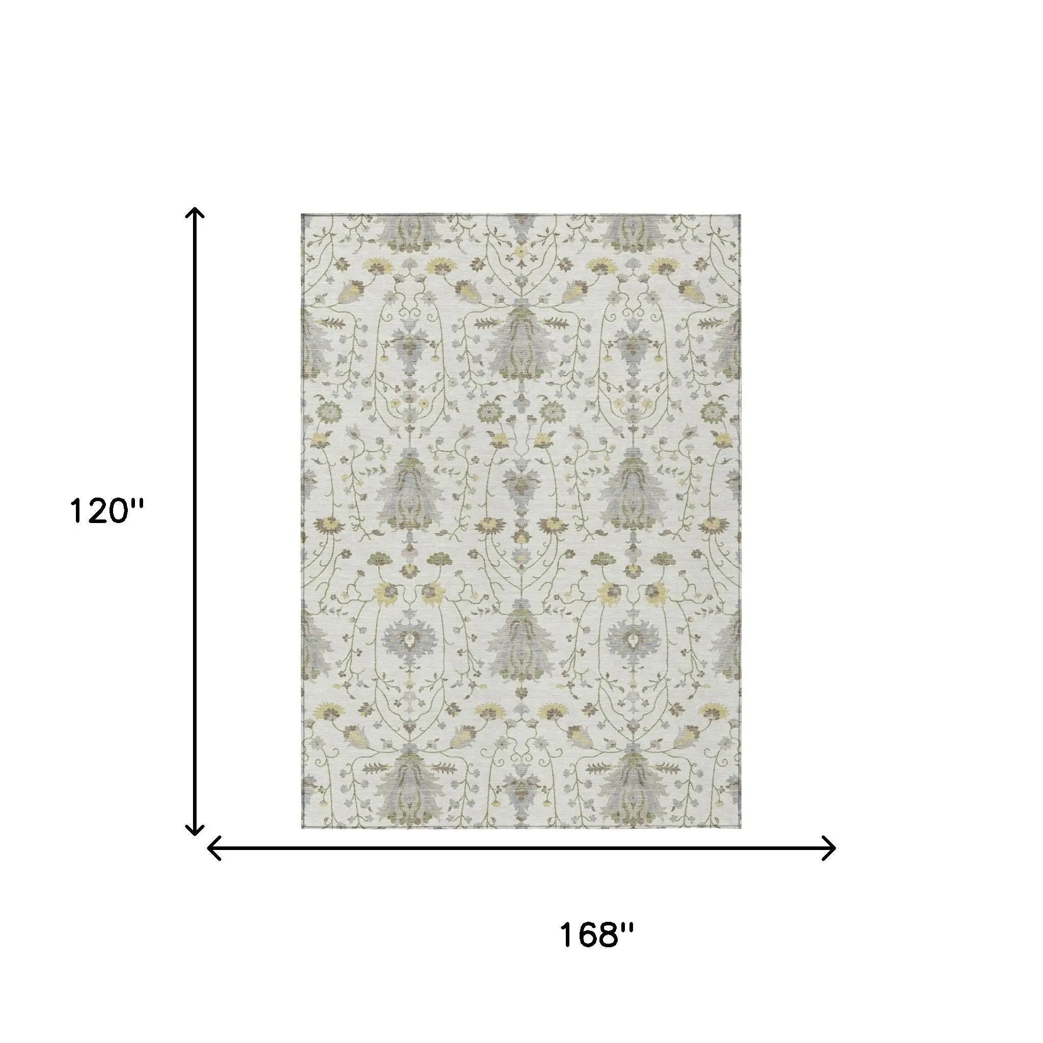 10' X 14' Ivory And Silver Oriental Washable Indoor Outdoor Area Rug Homeroots Outdoor