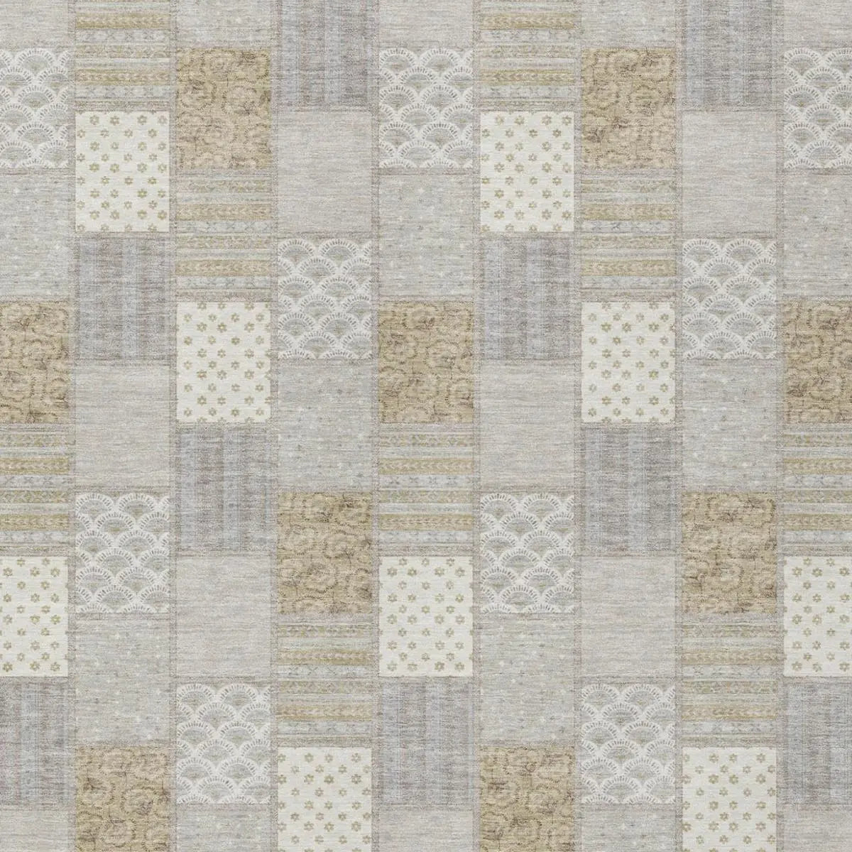 10' X 14' Ivory And Silver Patchwork Washable Indoor Outdoor Area Rug Homeroots Outdoor