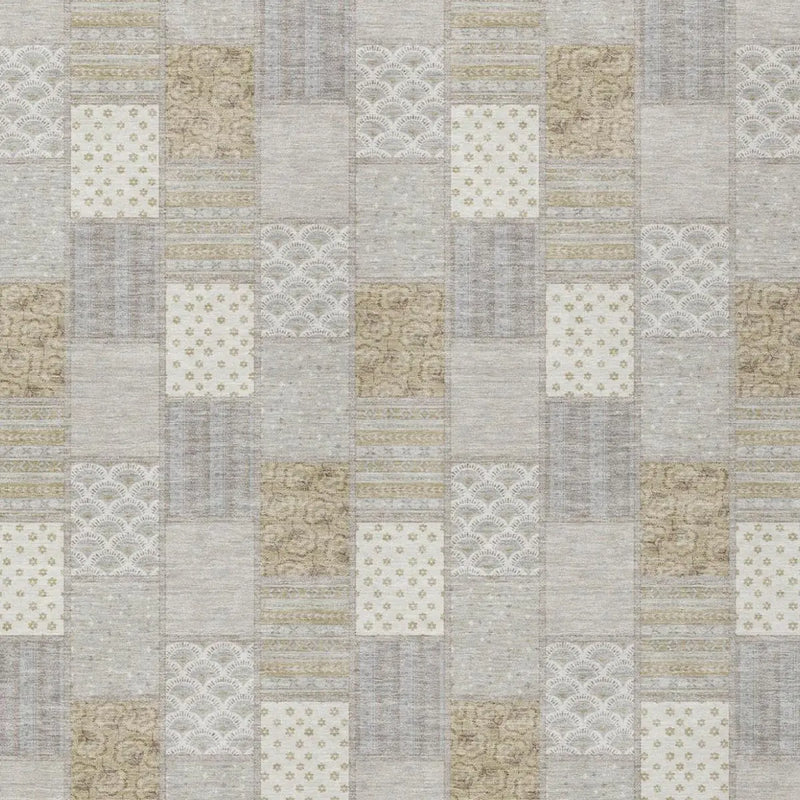 10' X 14' Ivory And Silver Patchwork Washable Indoor Outdoor Area Rug Homeroots Outdoor