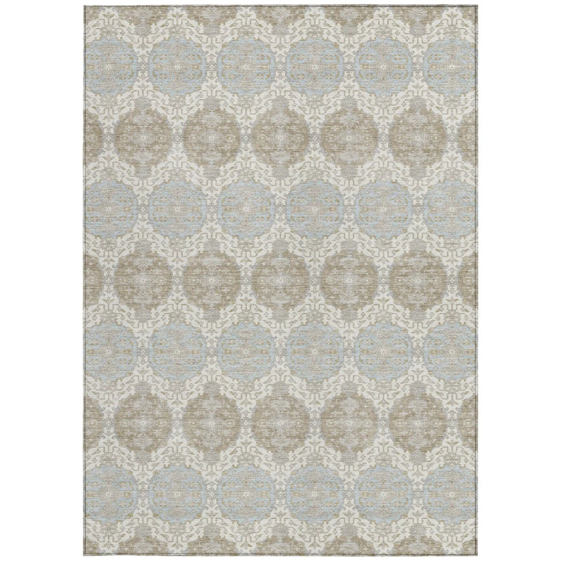 10' X 14' Ivory And Silver Striped Washable Indoor Outdoor Area Rug Homeroots Outdoor
