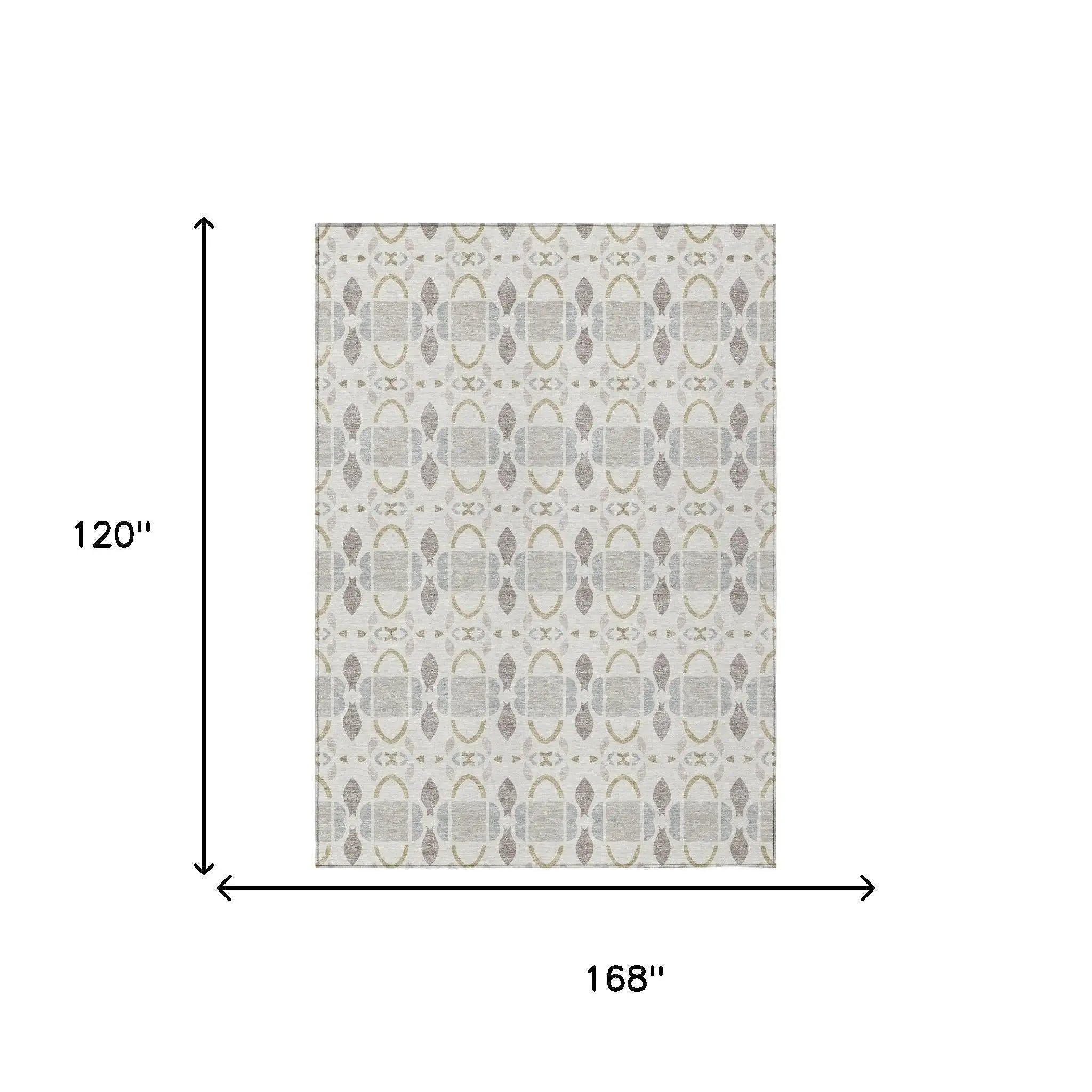 10' X 14' Ivory And Silver Striped Washable Indoor Outdoor Area Rug Homeroots Outdoor