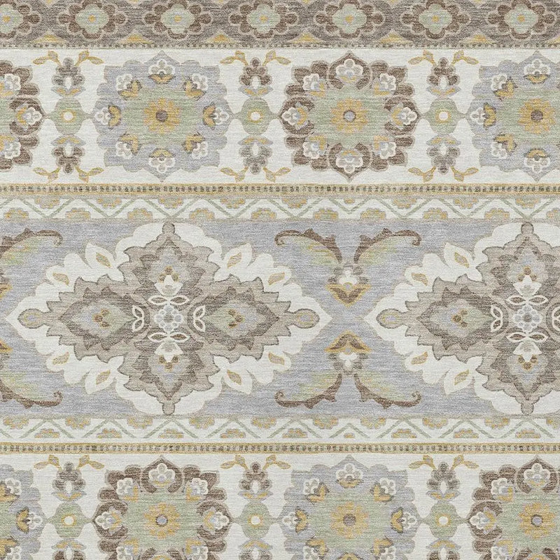 10' X 14' Ivory And Silver Tribal Washable Indoor Outdoor Area Rug Homeroots Outdoor