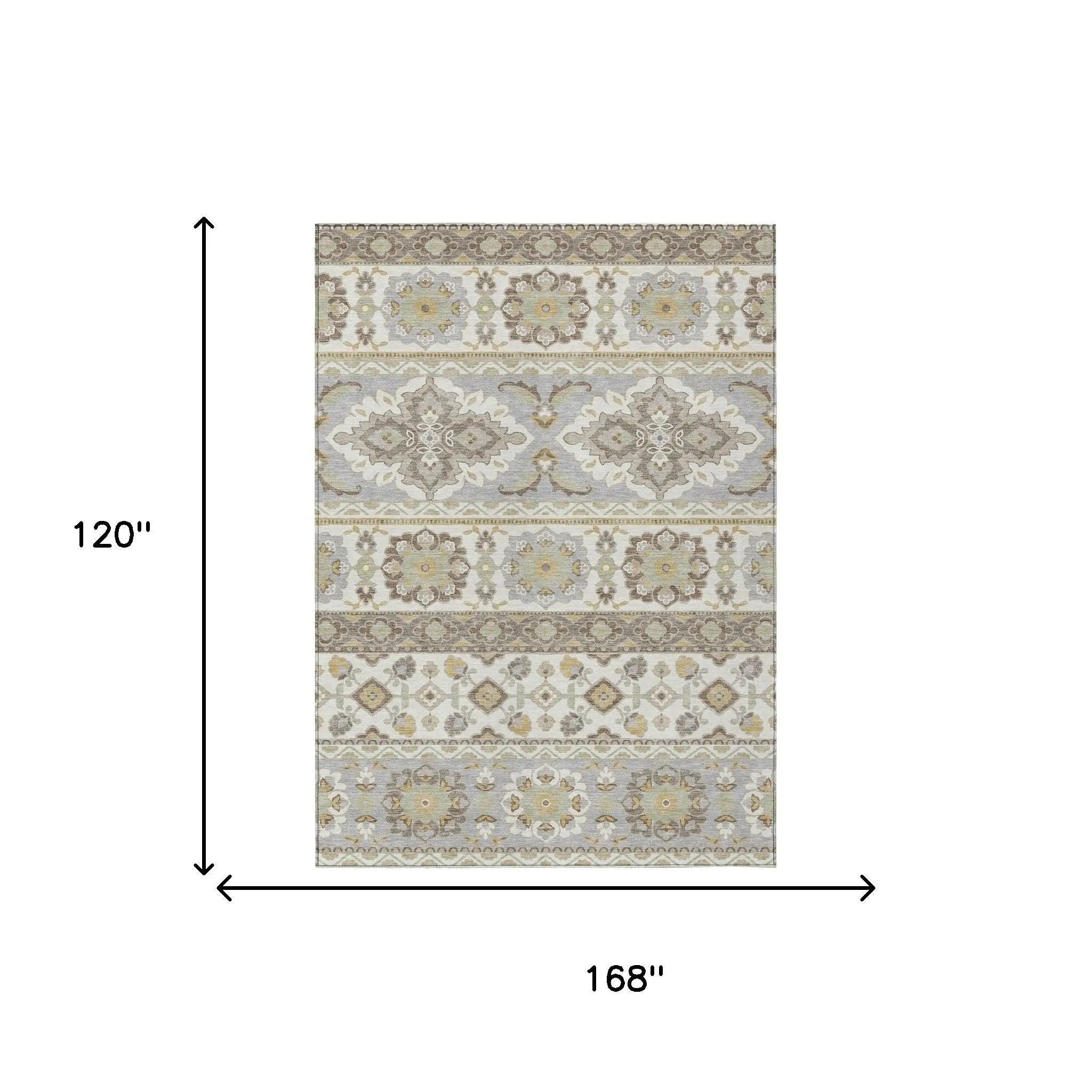 10' X 14' Ivory And Silver Tribal Washable Indoor Outdoor Area Rug Homeroots Outdoor