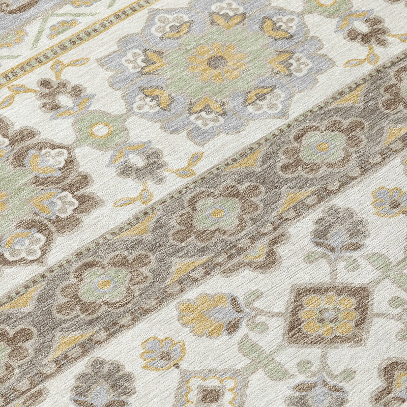 10' X 14' Ivory And Silver Tribal Washable Indoor Outdoor Area Rug Homeroots Outdoor