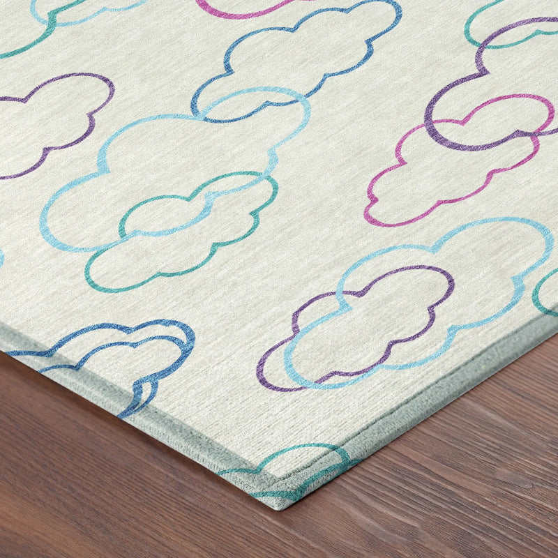 10' X 14' Ivory And Sky Blue Abstract Washable Indoor Outdoor Area Rug Homeroots Outdoor