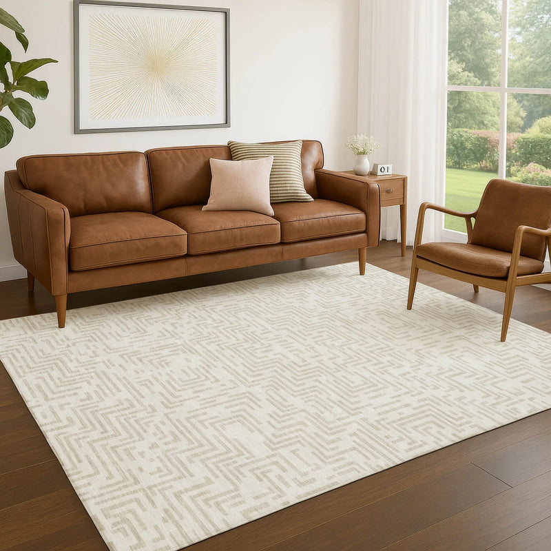 10' X 14' Ivory And Sky Blue Geometric Washable Indoor Outdoor Area Rug Homeroots Outdoor