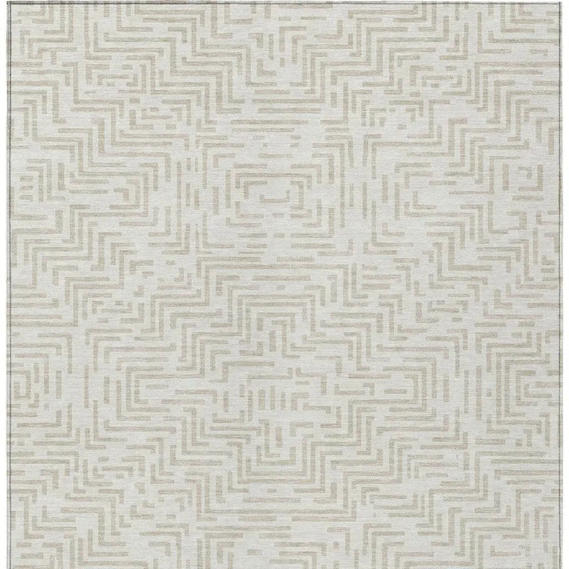 10' X 14' Ivory And Sky Blue Geometric Washable Indoor Outdoor Area Rug Homeroots Outdoor