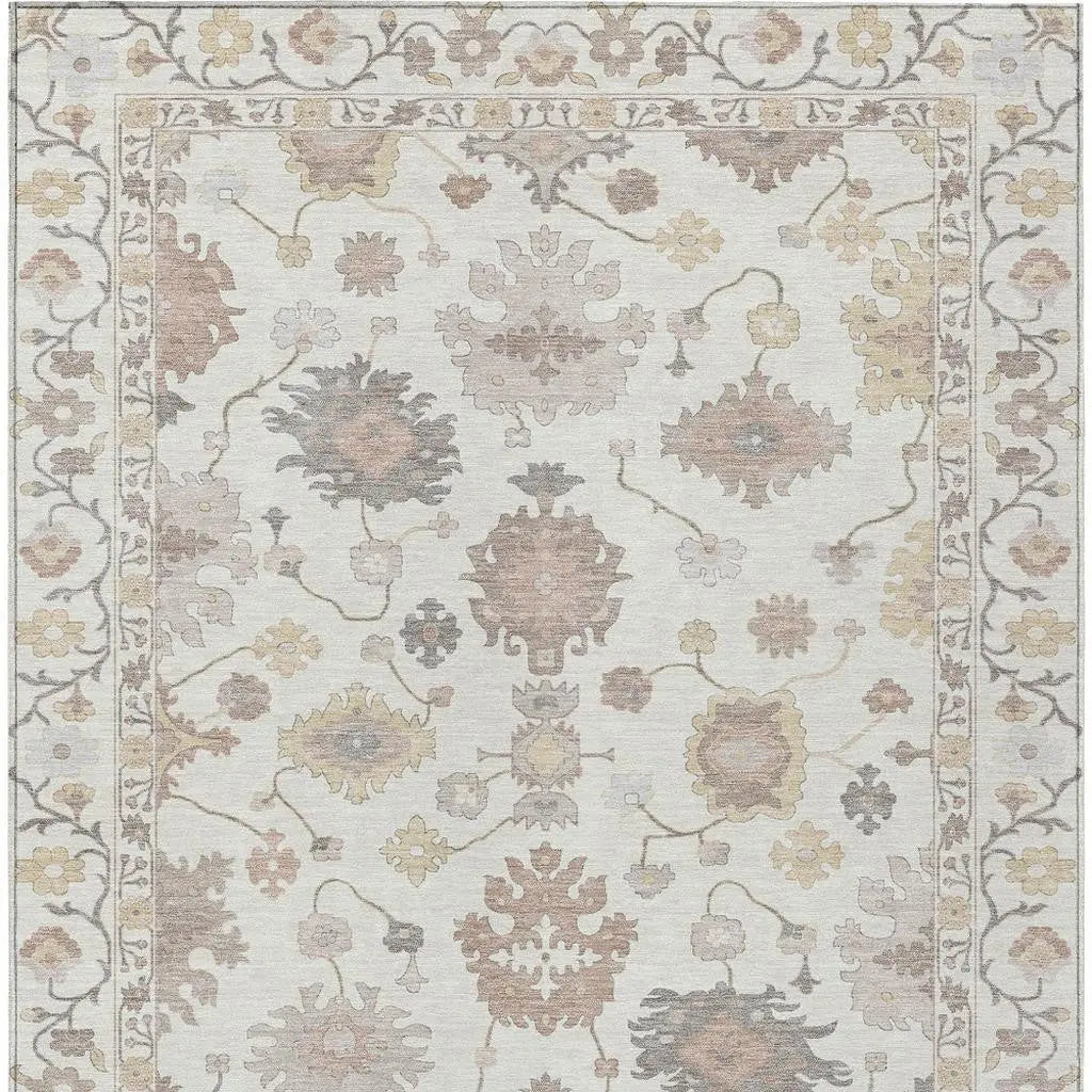 10' X 14' Ivory And Sky Blue Oriental Washable Indoor Outdoor Area Rug Homeroots Outdoor