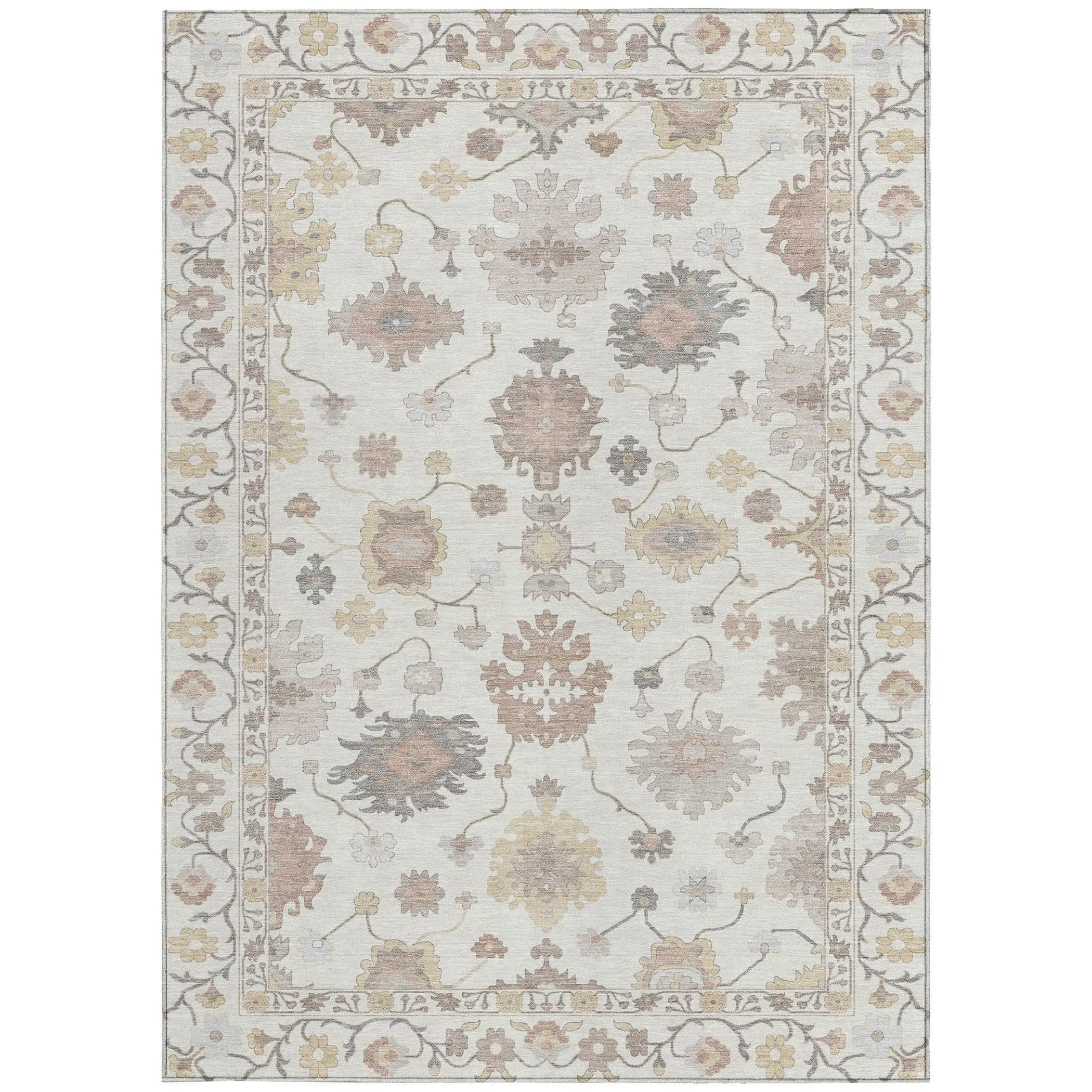 10' X 14' Ivory And Sky Blue Oriental Washable Indoor Outdoor Area Rug Homeroots Outdoor