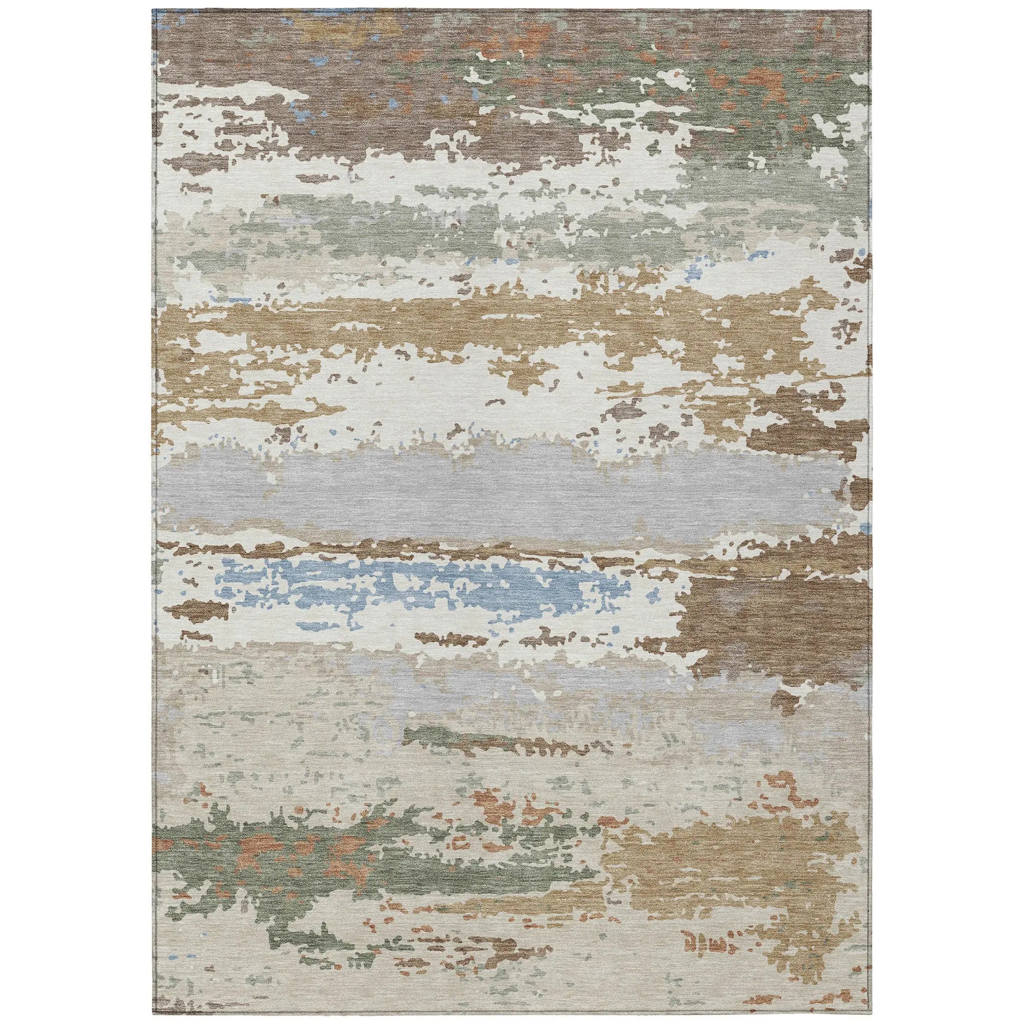 10' X 14' Ivory And Taupe Abstract Washable Indoor Outdoor Area Rug Homeroots Outdoor