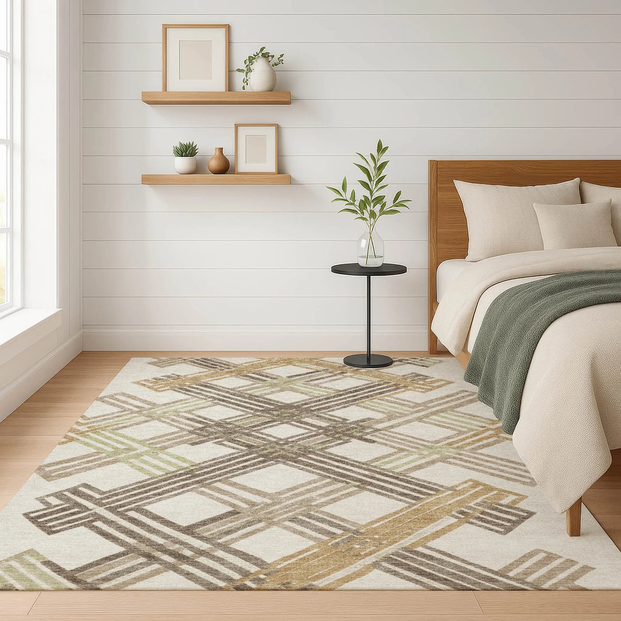 10' X 14' Ivory And Taupe Geometric Washable Indoor Outdoor Area Rug Homeroots Outdoor