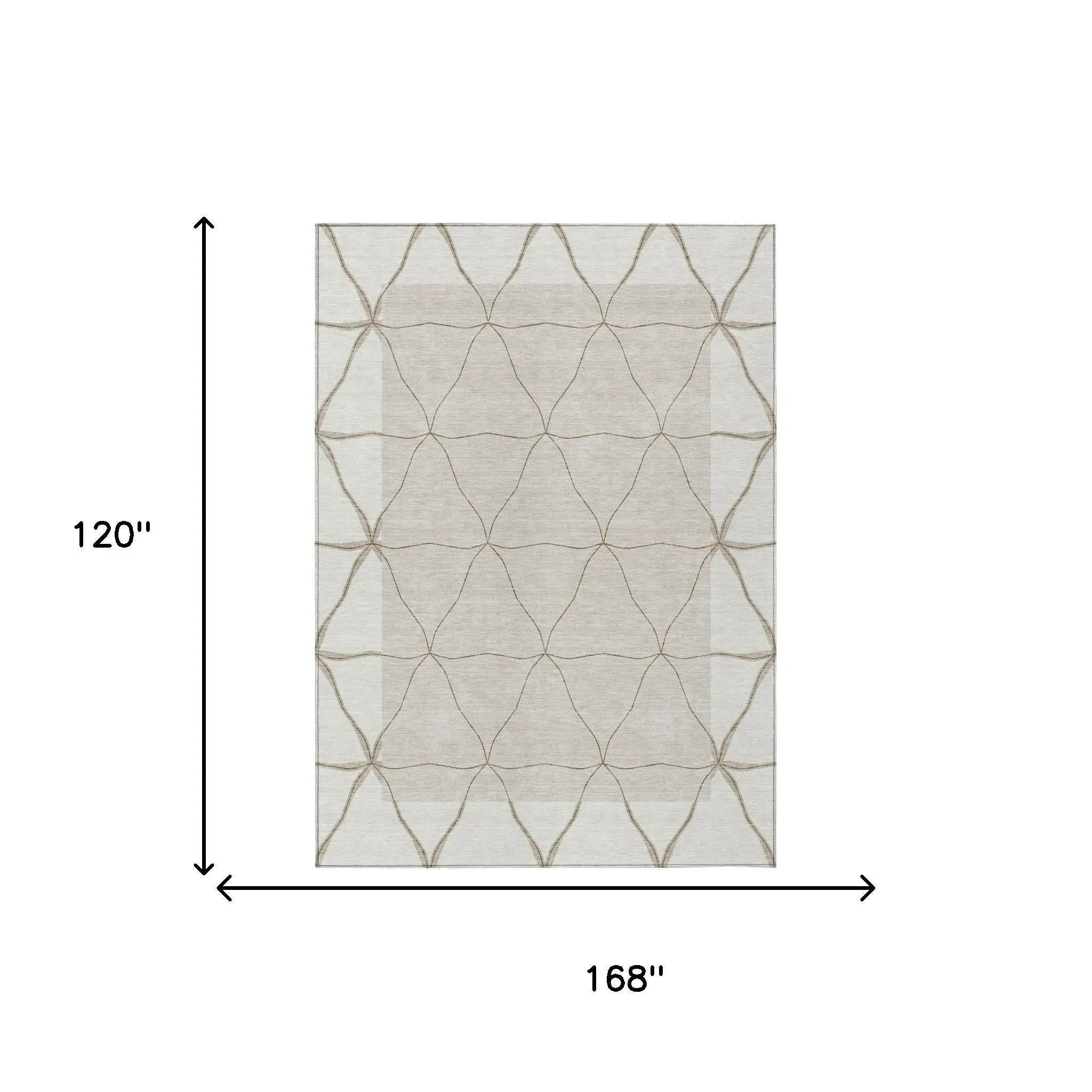 10' X 14' Ivory And Taupe Geometric Washable Indoor Outdoor Area Rug Homeroots Outdoor