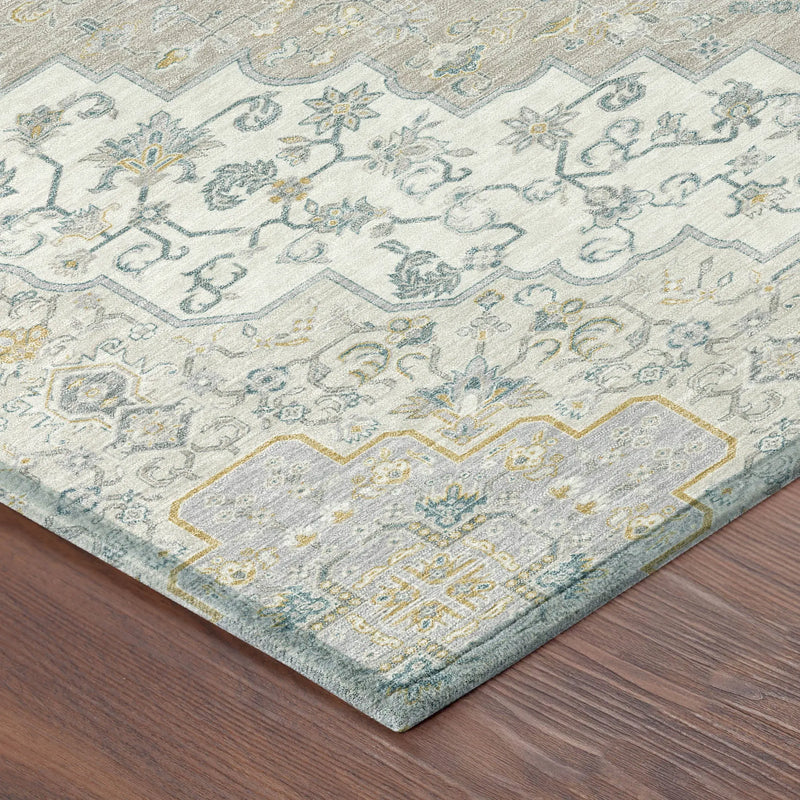 10' X 14' Ivory And Taupe Medallion Washable Indoor Outdoor Area Rug Homeroots Outdoor