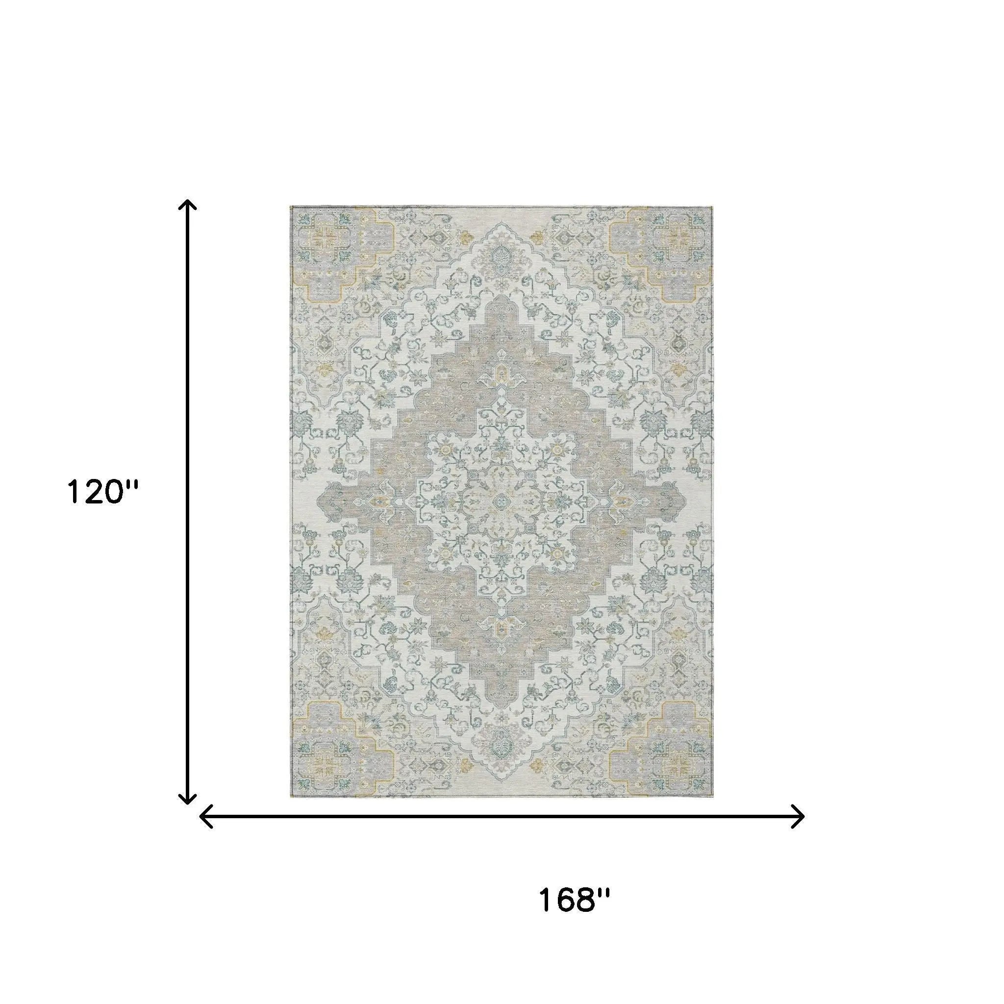 10' X 14' Ivory And Taupe Medallion Washable Indoor Outdoor Area Rug Homeroots Outdoor