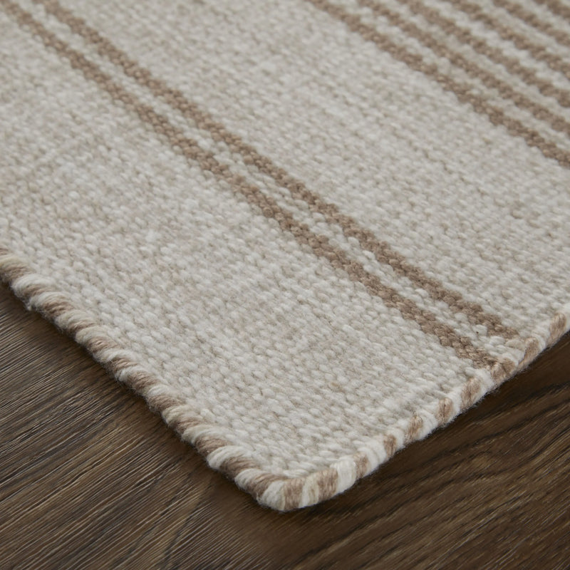 10' X 14' Ivory And Taupe Striped Hand Woven Area Rug Homeroots Outdoor
