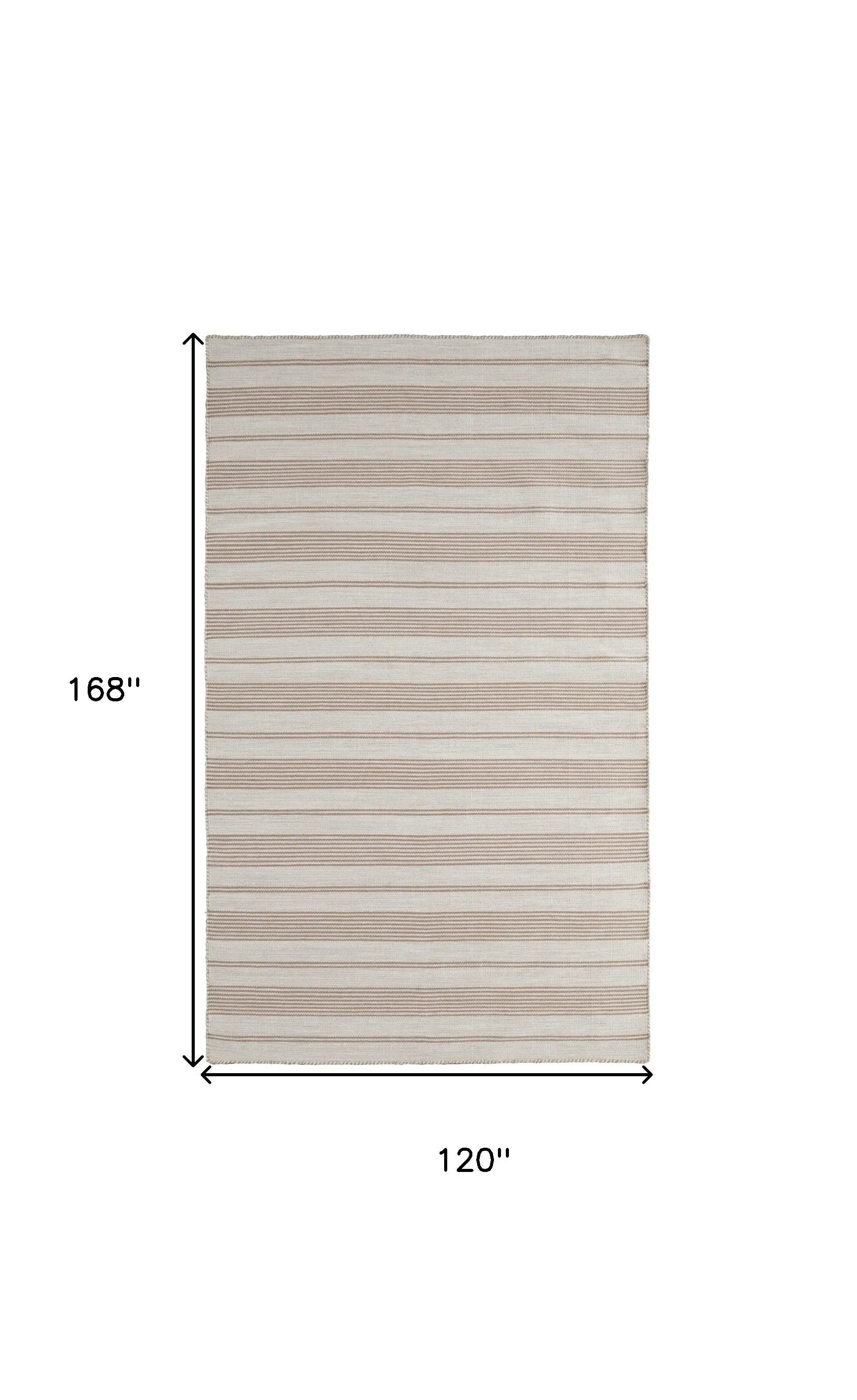 10' X 14' Ivory And Taupe Striped Hand Woven Area Rug Homeroots Outdoor