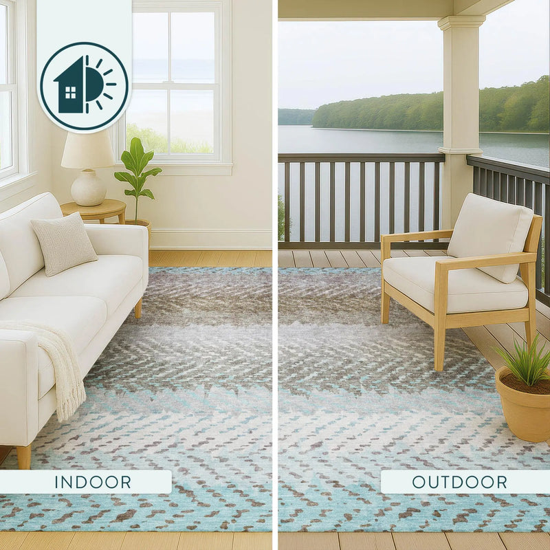 10' X 14' Ivory And Taupe Striped Washable Indoor Outdoor Area Rug Homeroots Outdoor