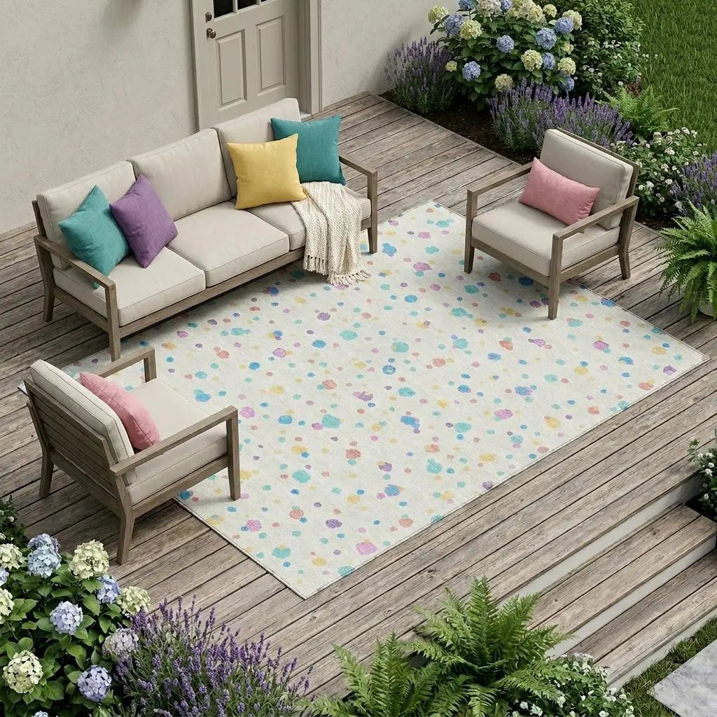 10' X 14' Ivory And Teal Blue Geometric Washable Indoor Outdoor Area Rug Homeroots Outdoor