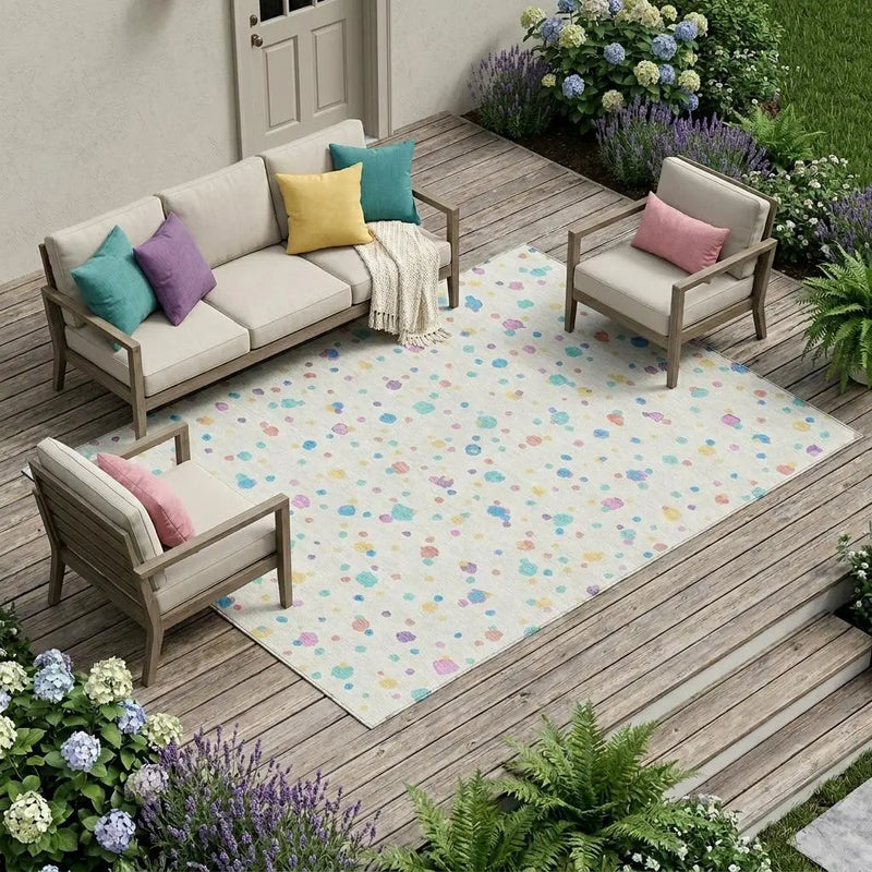 10' X 14' Ivory And Teal Blue Geometric Washable Indoor Outdoor Area Rug Homeroots Outdoor